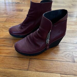 Fly London red ankle booties